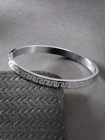 NVR Men Silver-Plated Stainless Steel Kada Bracelet