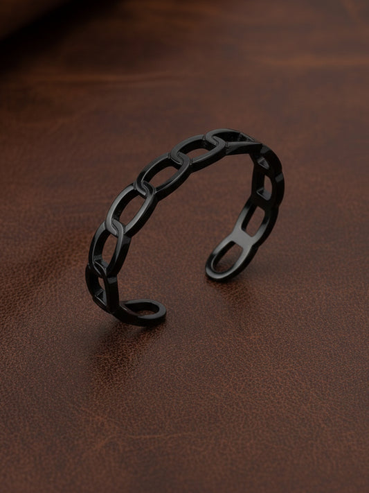 NVR Men's Rhodium Plated Cuff Bracelet