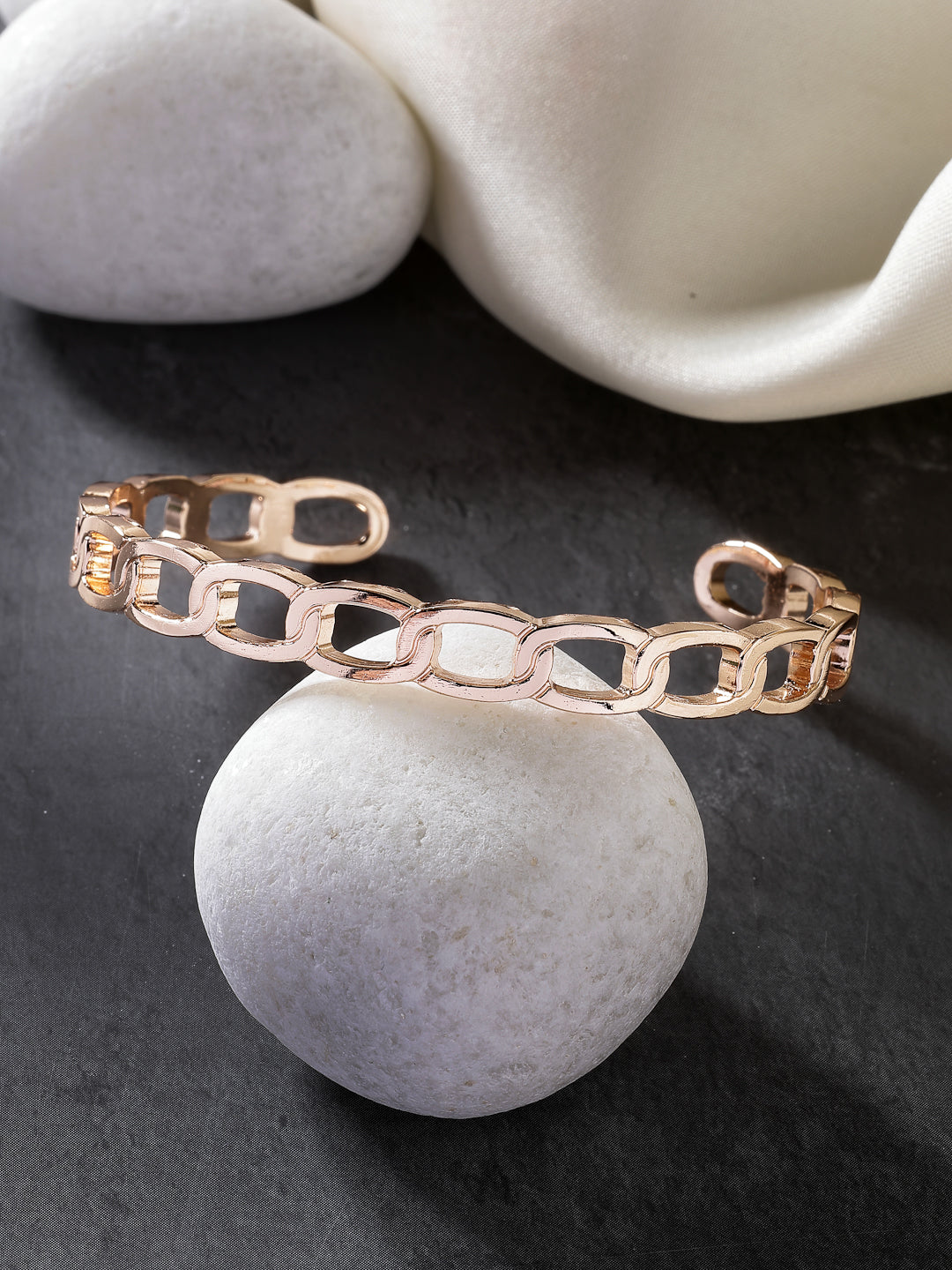 NVR Men Rose Gold Metal Cuff Bracelet