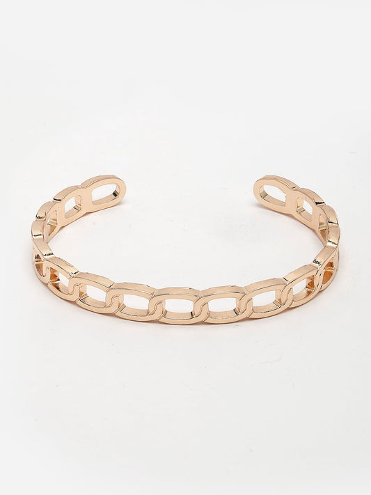 NVR Men Rose Gold Metal Cuff Bracelet