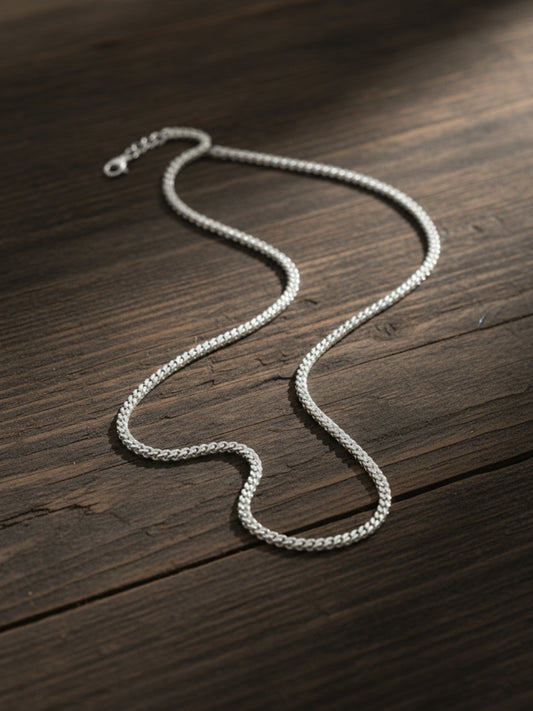 NVR Men's Silver Plated Stainless Steel Chain