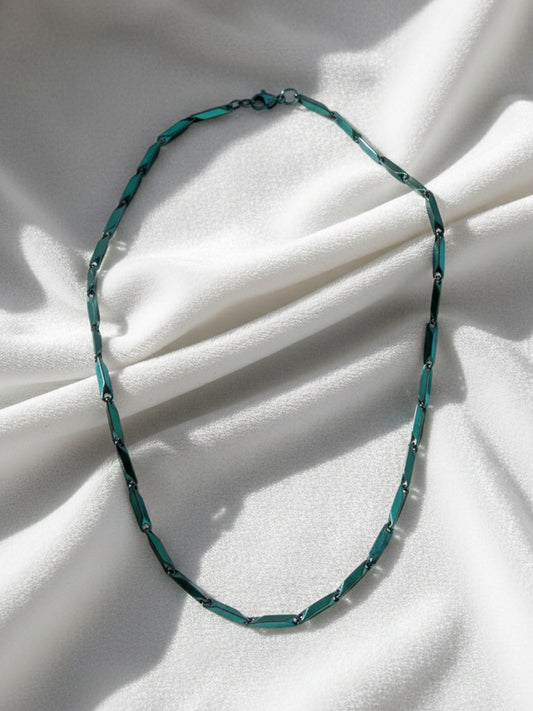 NVR Men's Handcrafted Green Rhodium Plated Chain