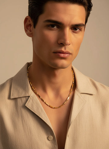 NVR Men Gold Plated Stainless Steel Chain