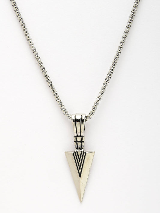 NVR Men Silver-Plated Arrow-Shaped Pendant With Chain