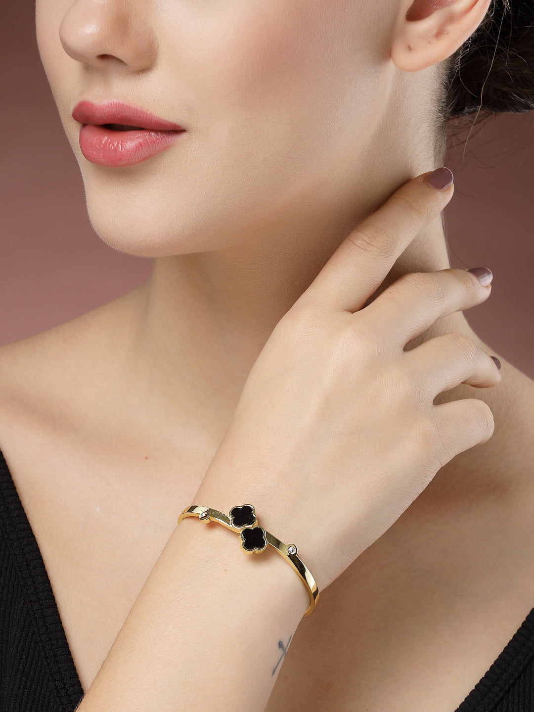 NVR Women Gold-Plated Cuff Bracelet