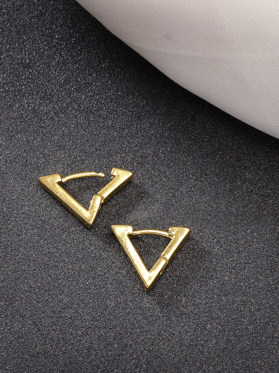 NVR Men Gold-Plated Geometric Shape Stainless Steel Studs Earring