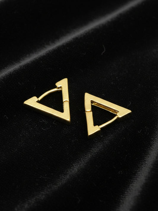 NVR Men's Gold Plated Geomatric Shaped Stud Earrings