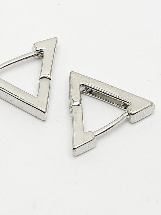 NVR Men Silver-Plated Geometric Shape Stainless Steel Studs Earring