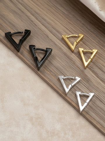 NVR Men's Multicolour Geomatric Shaped Stud Earrings