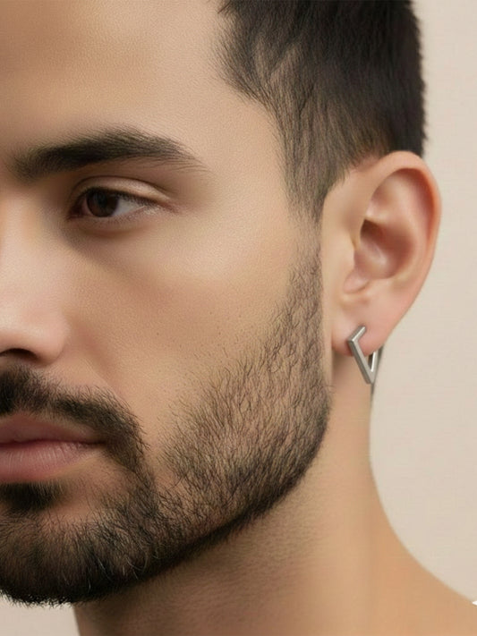 NVR Men's Multicolour Geomatric Shaped Stud Earrings