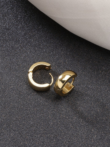 NVR Men Gold-Plated  Stainless Steel Hoop Earrings