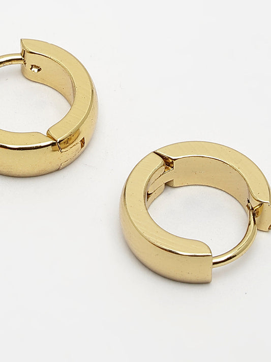 NVR Men Gold-Plated  Stainless Steel Hoop Earrings