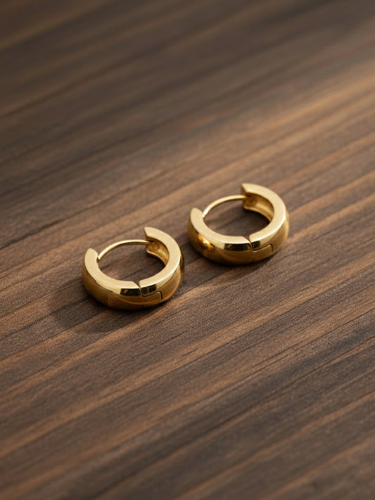 NVR Men's Gold Plated Hoop Earrings