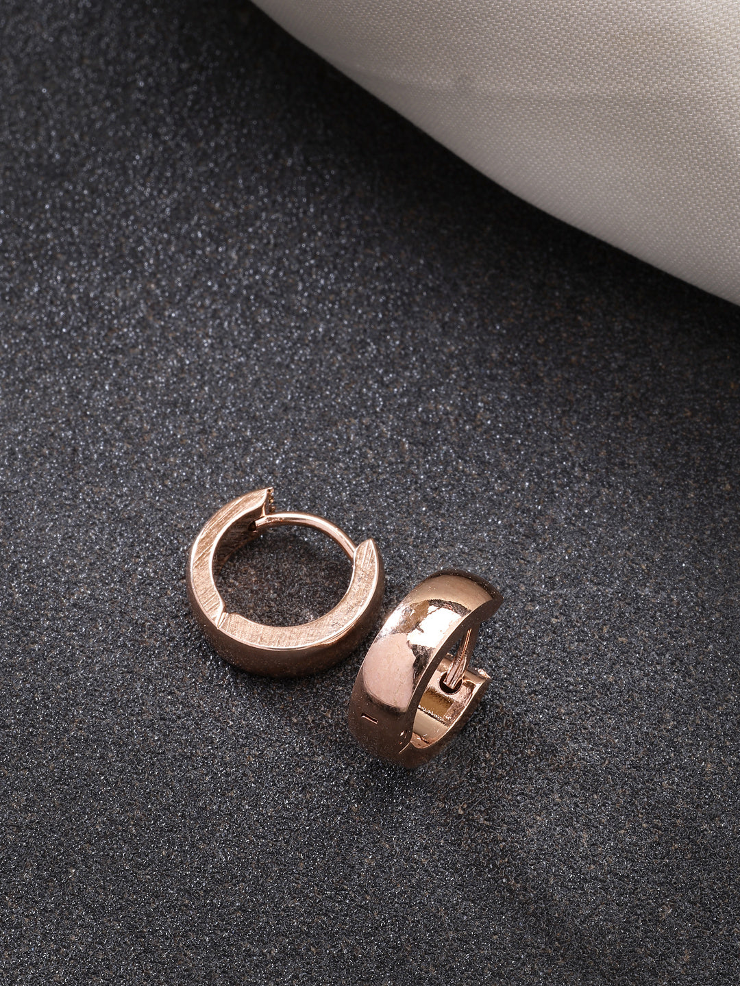 NVR Men Rose Gold Stainless Steel Hoop Earrings