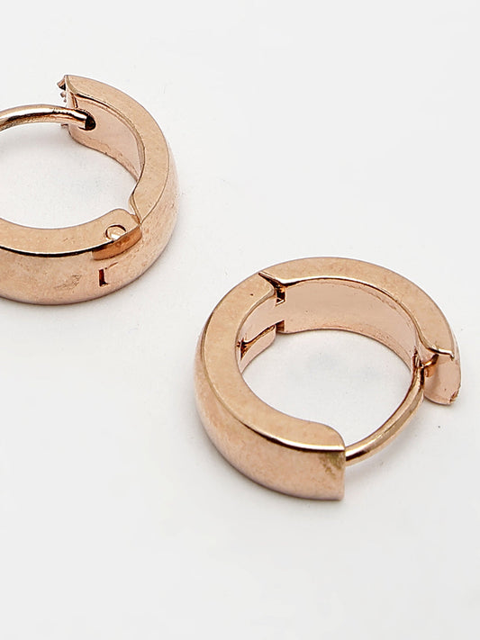 NVR Men Rose Gold Stainless Steel Hoop Earrings