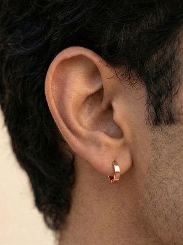 NVR Men's Rose Gold  Plated Hoop Earrings