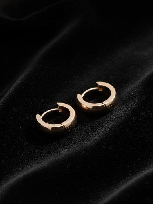 NVR Men's Rose Gold  Plated Hoop Earrings