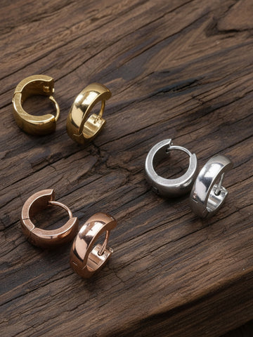 NVR Men's Set of 3 Multicolor Hoop Earrings