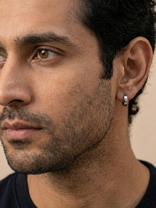 NVR Men's Set of 3 Multicolor Hoop Earrings