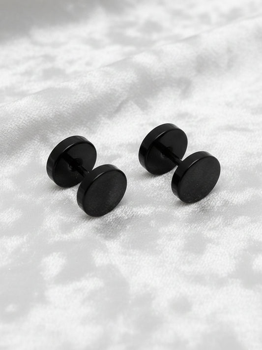 NVR Men's Black Rhodium Plated Studs Earrings