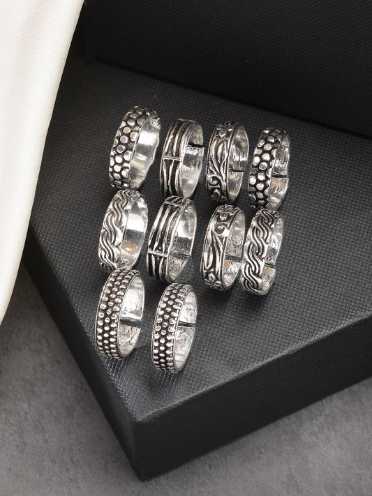 NVR Women Set of 5 Silver-Plated  German Silver  Toe Rings