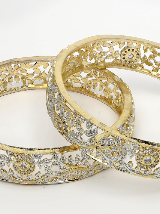 NVR Women Set of 2 Gold-Plated American Diamond Emblished Handcrafted Bangles