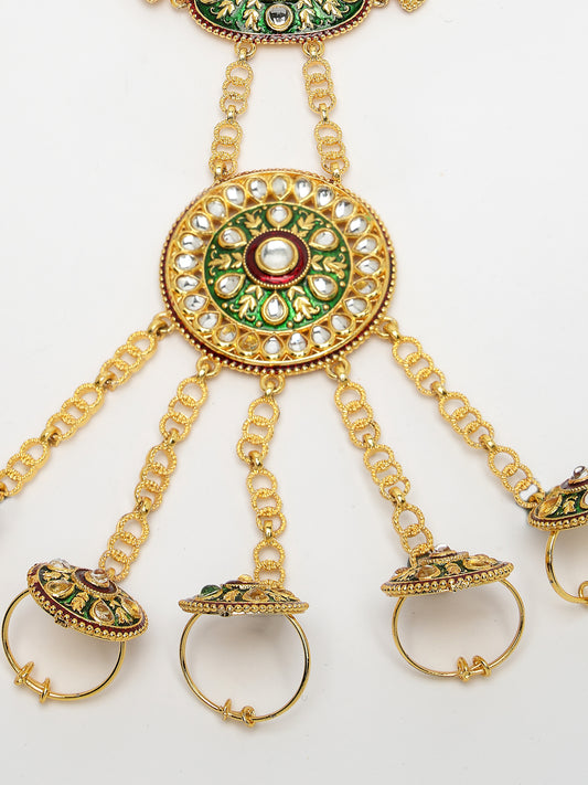 NVR Women Gold-Plated CZ Stone-Studded Handcrafted Ring Bracelet