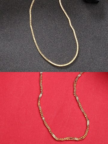 NVR Women Set of 2 Gold-Plated Minimal Chain