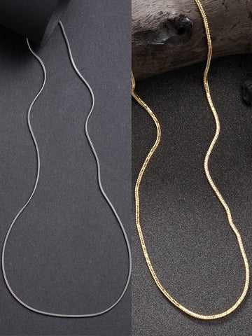 Set of 2 Silver & Gold Rhodium-Plated Minimal Chain