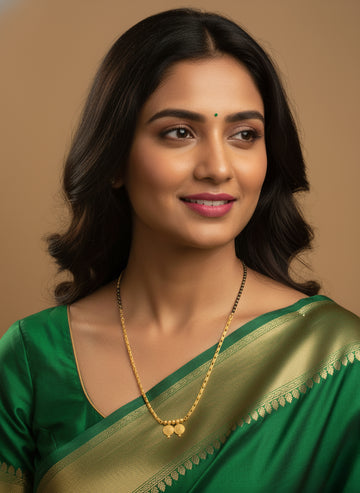 NVR Women Gold Plated Black Beaded Mangalsutra