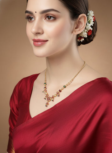 NVR Women Multicolor Gold Plated Minimal Chain