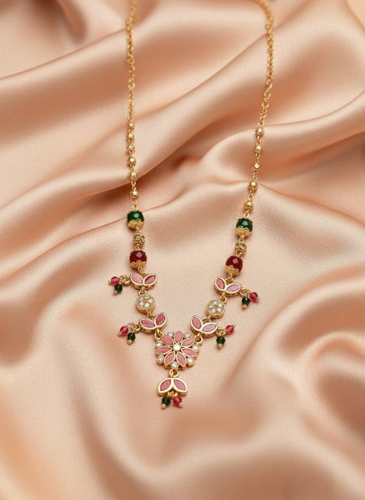 NVR Women Multicolor Gold Plated Minimal Chain