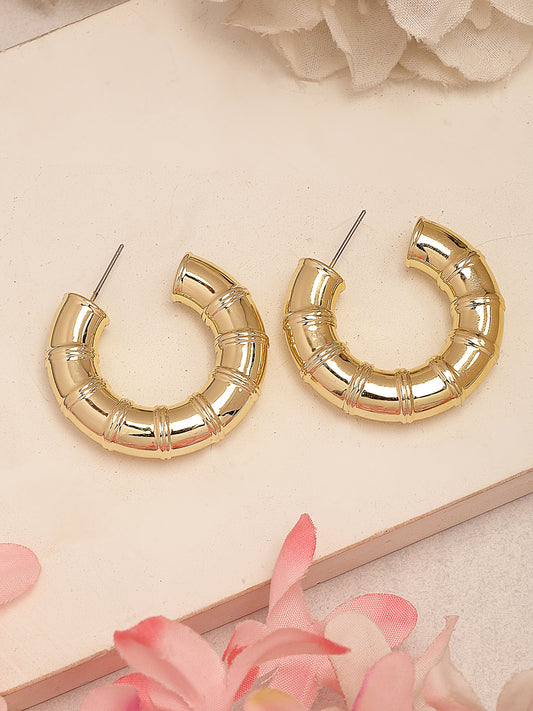 NVR Women's Gold-Plated Half Hoop Earrings