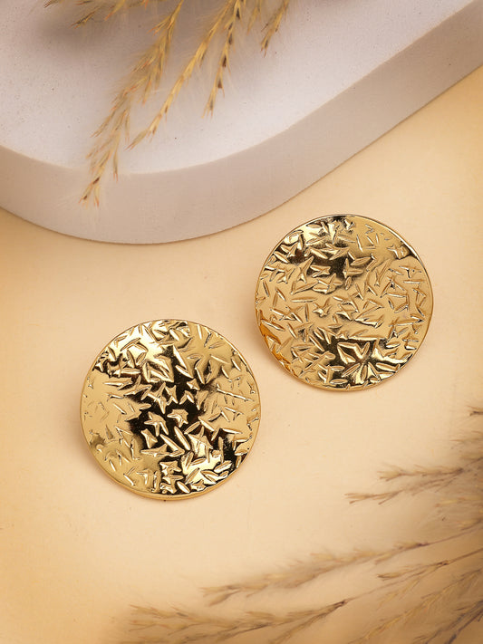 NVR Women's Gold-Plated Circular Shape Studs Earring