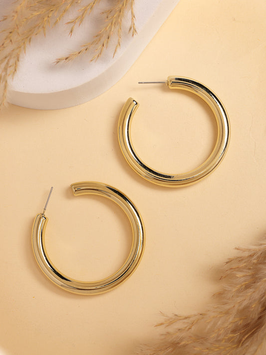 NVR Women's Gold-Plated Half Hoop Earrings