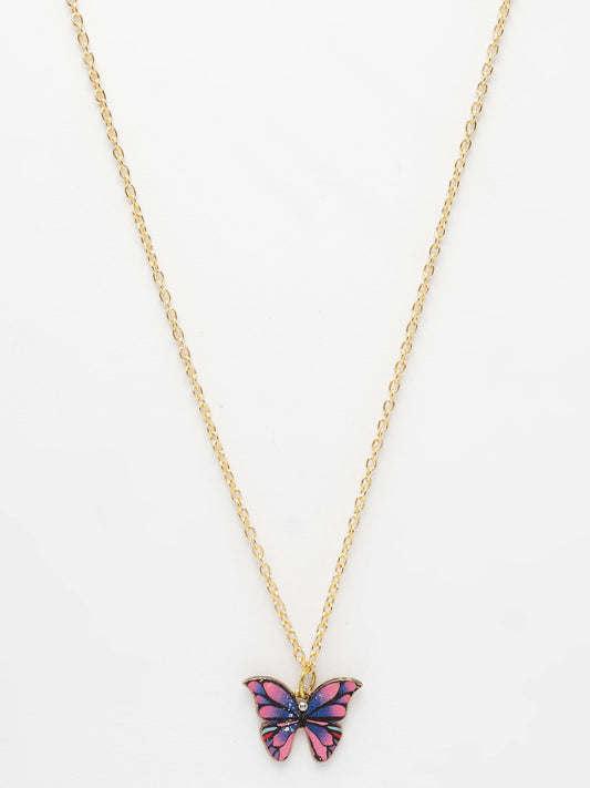 NVR Women's Gold-Plated Chain With Butterfly Pendant