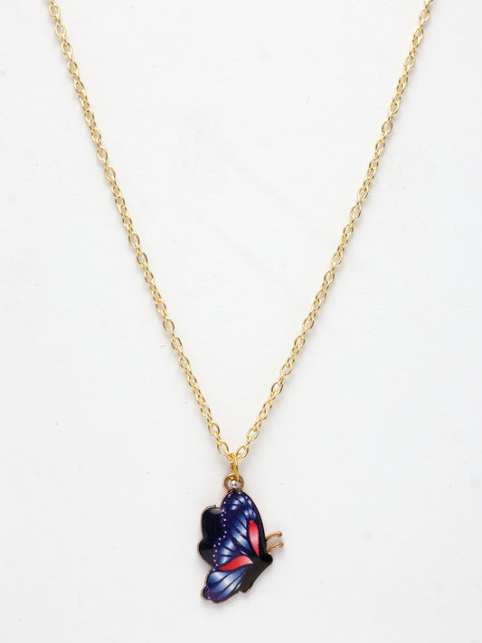 NVR Women's Gold-Plated Chain With Butterfly Pendant