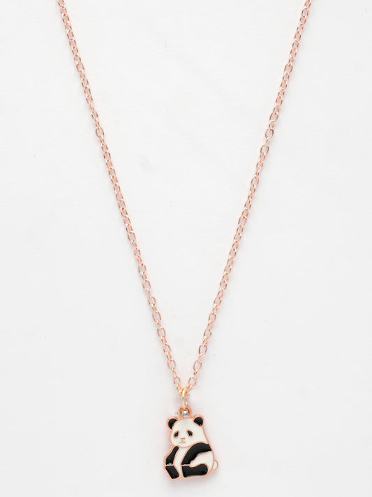 NVR Women's Rose Gold-Plated Chain With Panda Pendant