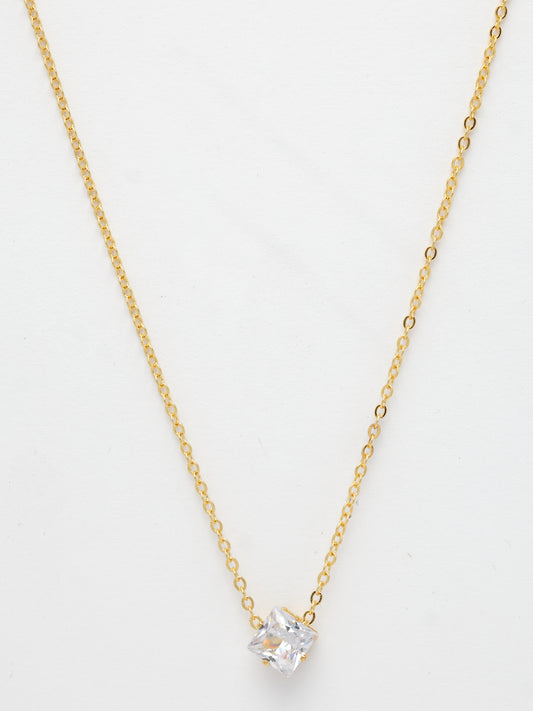NVR Women's Gold-Plated Artificial Stones Pendant with Chain