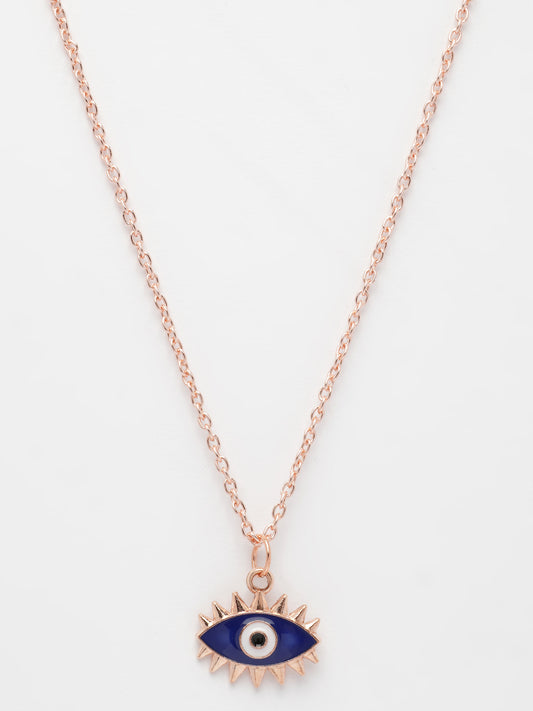 NVR Women's Rose Gold-Plated Chain With Evil Eye Pendant