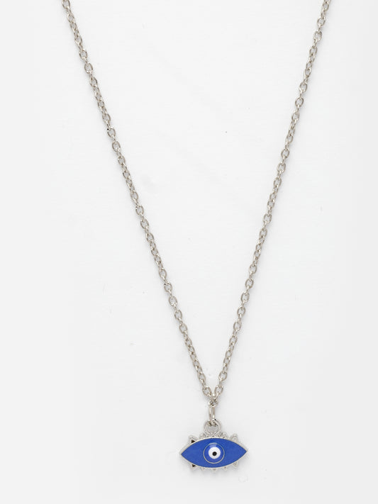 NVR Women's Silver-Plated Chain With Evil Eye Pendant