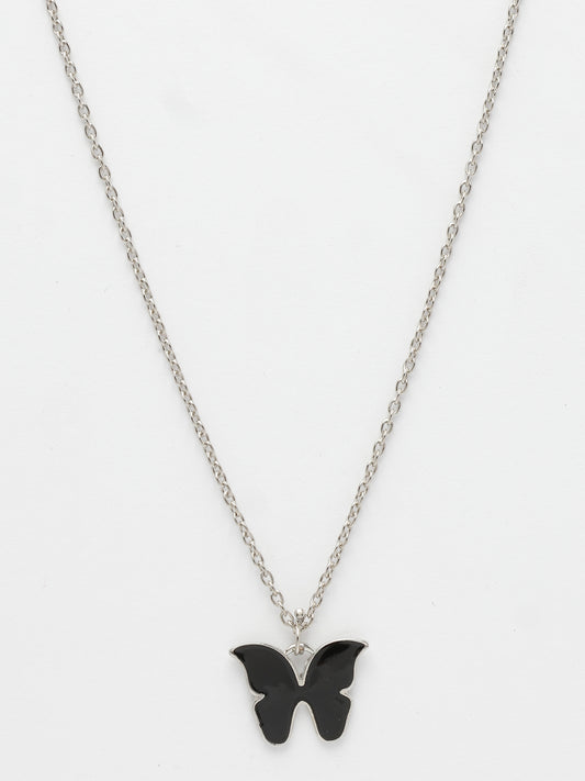 NVR Women's Silver-Plated Chain With Butterfly Pendant