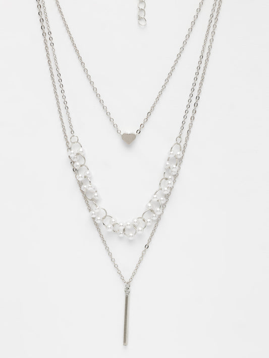 NVR Women's Silver-Plated Beaded Layered Chain