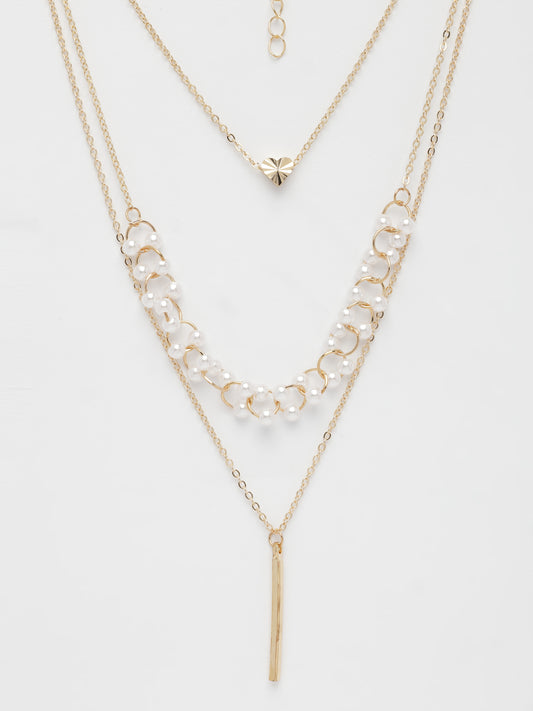 NVR Women's Gold-Plated Beaded Layered Chain