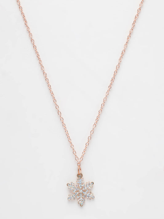 NVR Women's Rose Gold-Plated Chain With Snowflake Pendant