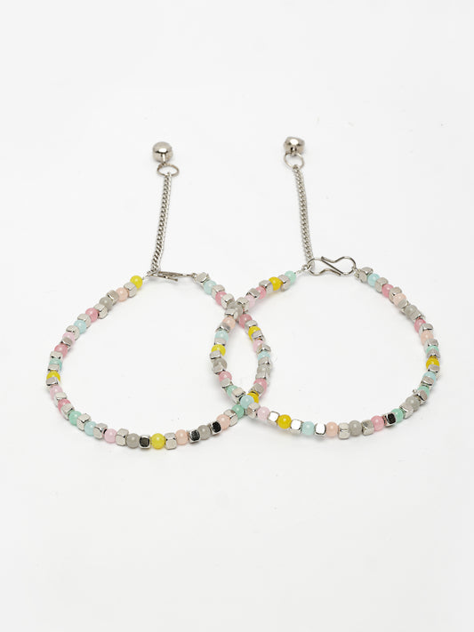 NVR Women's Multi-Coloured Artificial Beads Anklet