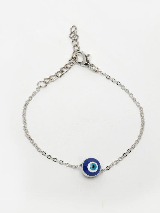 NVR Women's Silver-Plated Evil Eye Link Bracelet