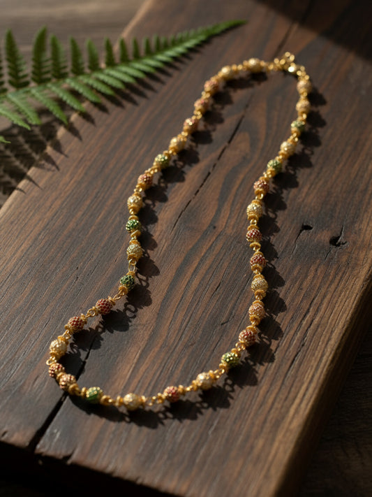 NVR Women Gold Plated Multicolur Artificial Beads Chain