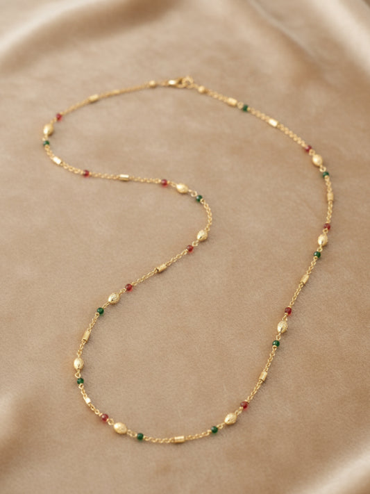 NVR Women Gold Plated Artificial Beads Chain