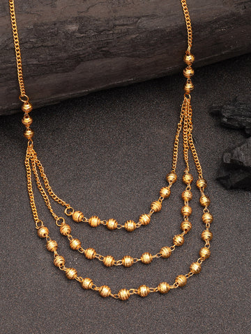 NVR Women's Gold-Plated Artificial Beads Layered Chain